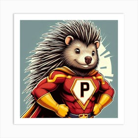Superhero Hedgehog Art Print