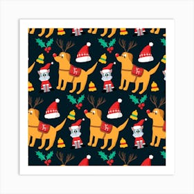 Funny Christmas Pattern Background Art Print