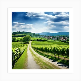 Plant Green Tree Grass Texture Scenic Rural City Farm Building Lane Road Background Clo (2) Art Print