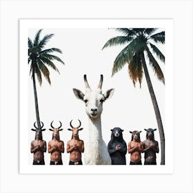 Group Of Men And A Goat Art Print