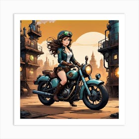 New Motorcycle in Rust City Art Print