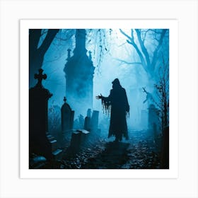 Silhouette Of A Daemon Enveloped In Fog Human Costumes Hinting At A Scary Presence Steam Rising To (3) Art Print