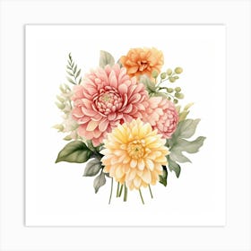 Watercolor Flowers Bouquet 4 Art Print