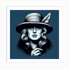 Woman In Hat Art Print