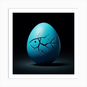 Blue Crack Egg Art Print