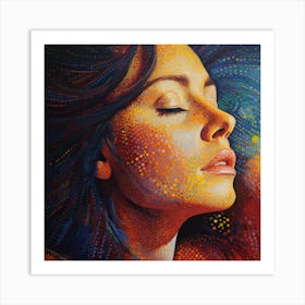 Woman With Eyes Closed Art Print