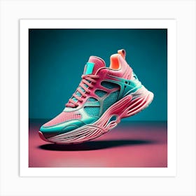 Firefly Floating Turquoise And Pink Sneaker With Bold Design 68011 Póster