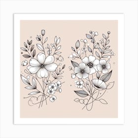 Flowers, Vector Art style 1 Art Print