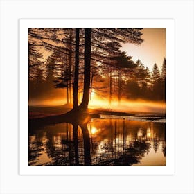 Sunrise Over Pond Art Print