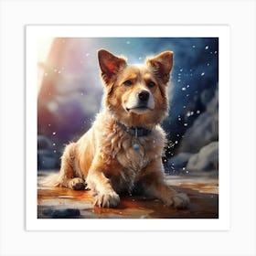 Dog In The Snow 3 Art Print