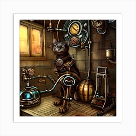 Steampunk Cat 3 Art Print