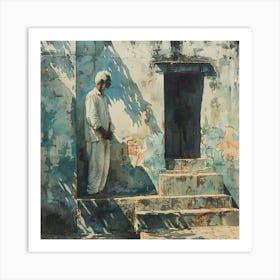 Man Standing On Steps Art Print