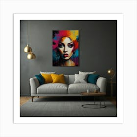 Woman With Colorful Hair 1 Art Print
