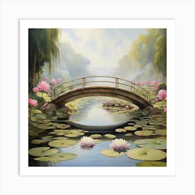 Water Lily Bridge 1 Art Print Art Print