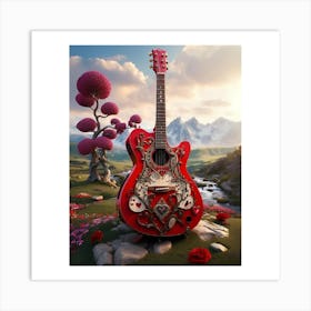 Heartstrings Monarchy Queen Of Hearts Guitar Elegance (20) Art Print