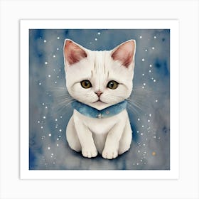 White cat 1 Art Print