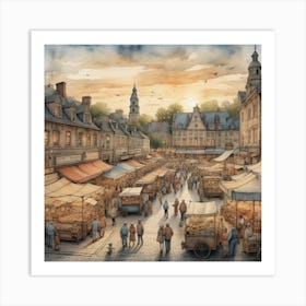 Market Square At Dusk art Art Print