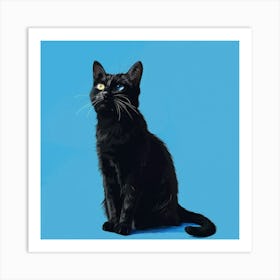 Black Cat With Blue Eyes Art Print