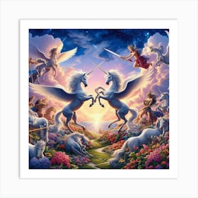 Unicorns And Angels Art Print