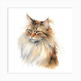 Cymric Longhair Manx Cat Portrait 1 Art Print