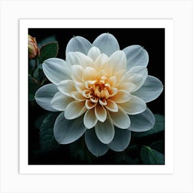 White Dahlia Flower 1 Art Print