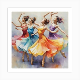 Figurative Multicolor Dancers Art Print 0 Art Print