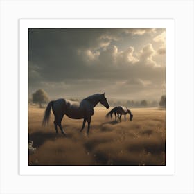 Horses In A Field 25 Art Print