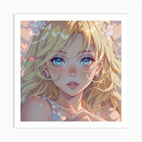 Cute Girl With Flowers In Her Hair(1) Art Print