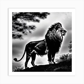 Lion In Black And White 3 Art Print