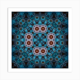 Abstract Mandala Blue Glow Art Print