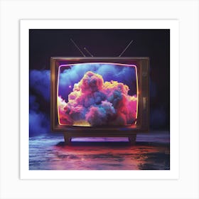 Old Tv With Clouds 2 Art Print