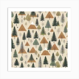 Pine Trees In The Forest Art Print