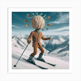 Skier With A Brain Art Print