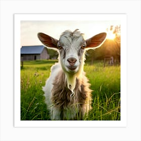 Grass Green Goat Farm Mammal Milk Farming Animal Meadow Head Canino No People Pasture S (1) Art Print