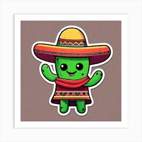 Cactus With Sombrero 3 Art Print