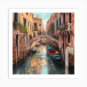 183015 Beautiful Venice Canals With Gondolas And Bridges, Xl 1024 V1 0 Art Print