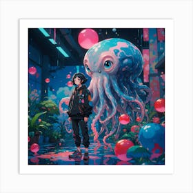 Cyberpunk Octopus Art Print