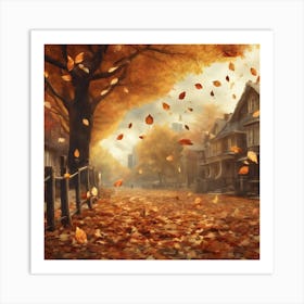 Autumn Leaves Falling 1 Art Print