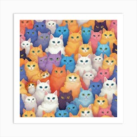 Colorful cloud of cats Art Print