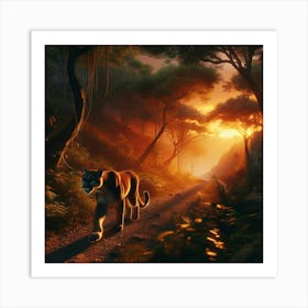 Cougar On A Jungle Trail Art Print