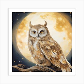 Owl In The Moonlight Art Print