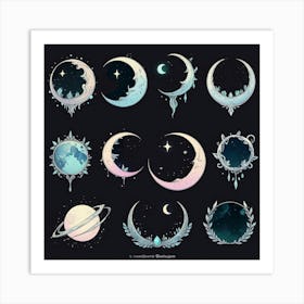 Moon And Stars 1 Art Print