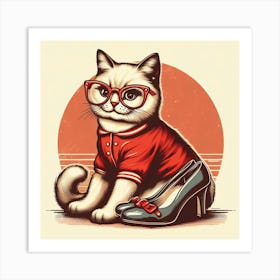 Cat In Glasses 2 Art Print