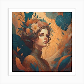 Girl In The Forest Art Print