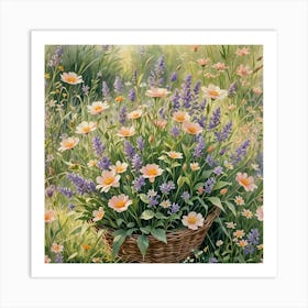 Basket Of Flowers Art Print