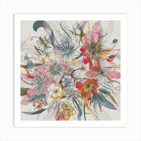 Flowers On A Page Art Print