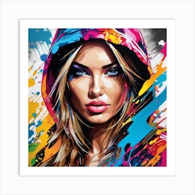 Girl In Hoodie Art Print