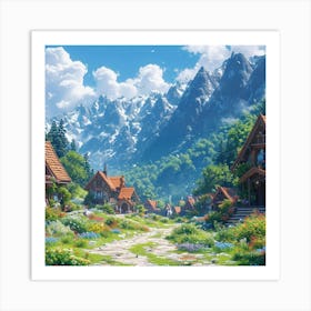 Village In The Mountains 3 Art Print