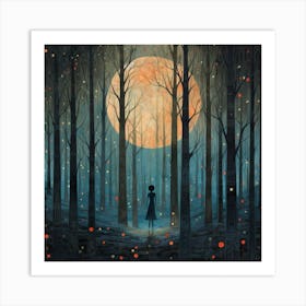 Moonlight In The Forest Art Print