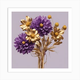 Purple Dahlias Art Print